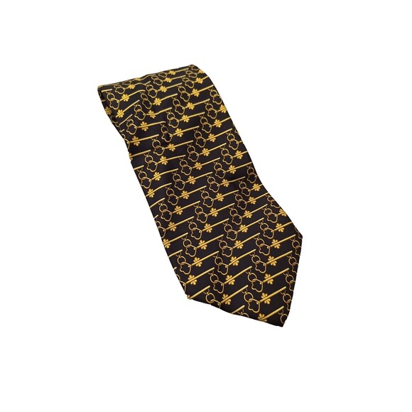 PAOLO GUCCI Men's Silk Neck Tie Black/Gold Equestrian Links Italy Business Work - Picture 1 of 5